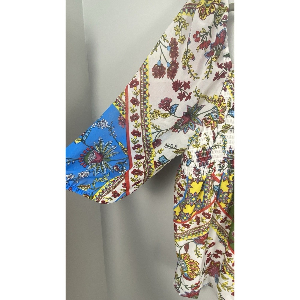 NWT Woman's Top Semi-Sheer Patchwork Floral BOHO Festival Lightweight Size M - Picture 4 of 10